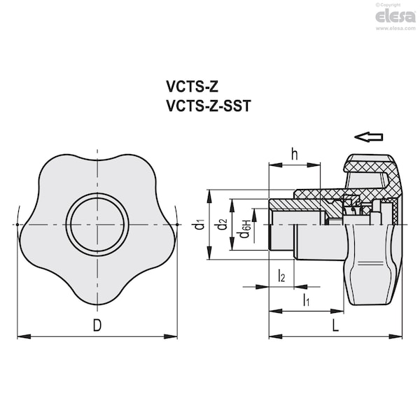 Stainless Steel Threaded Hole, VCTS-Z-50-SST-M8